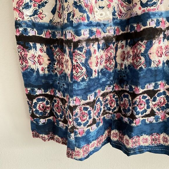 Miss Me Paisley Eylet Shift Midi Navy Multicolor Boho Tassel L - Picture 7 of 10